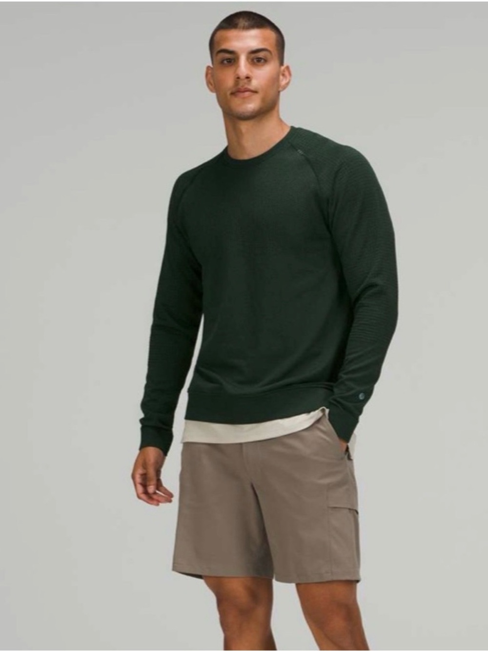 Lululemon engineered warmth waffle knit long sleeve crew large green